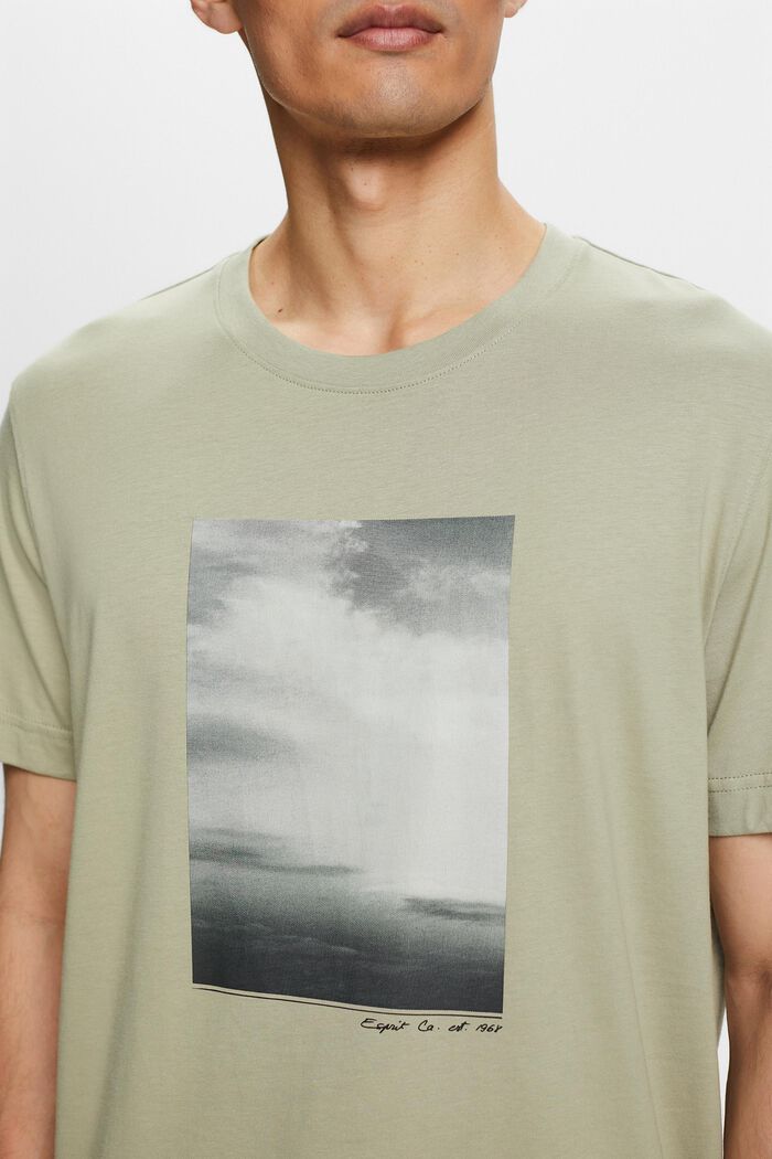 T-shirt i økologisk bomuld med print, DUSTY GREEN, detail image number 1