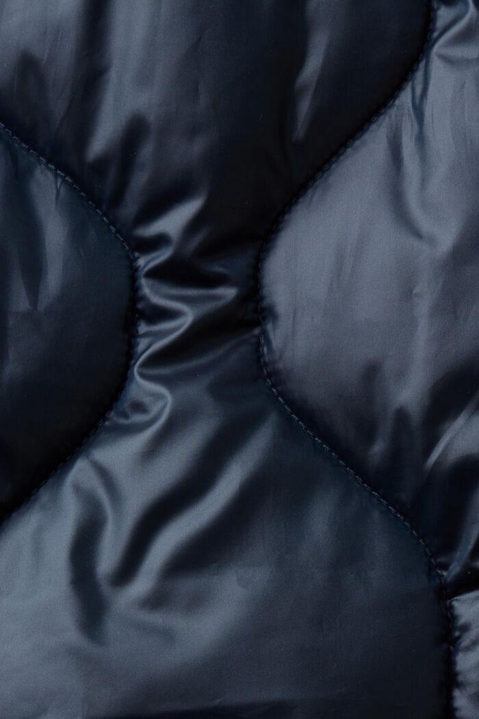 Quiltet frakke med krave i ribstrik, NAVY, detail image number 5