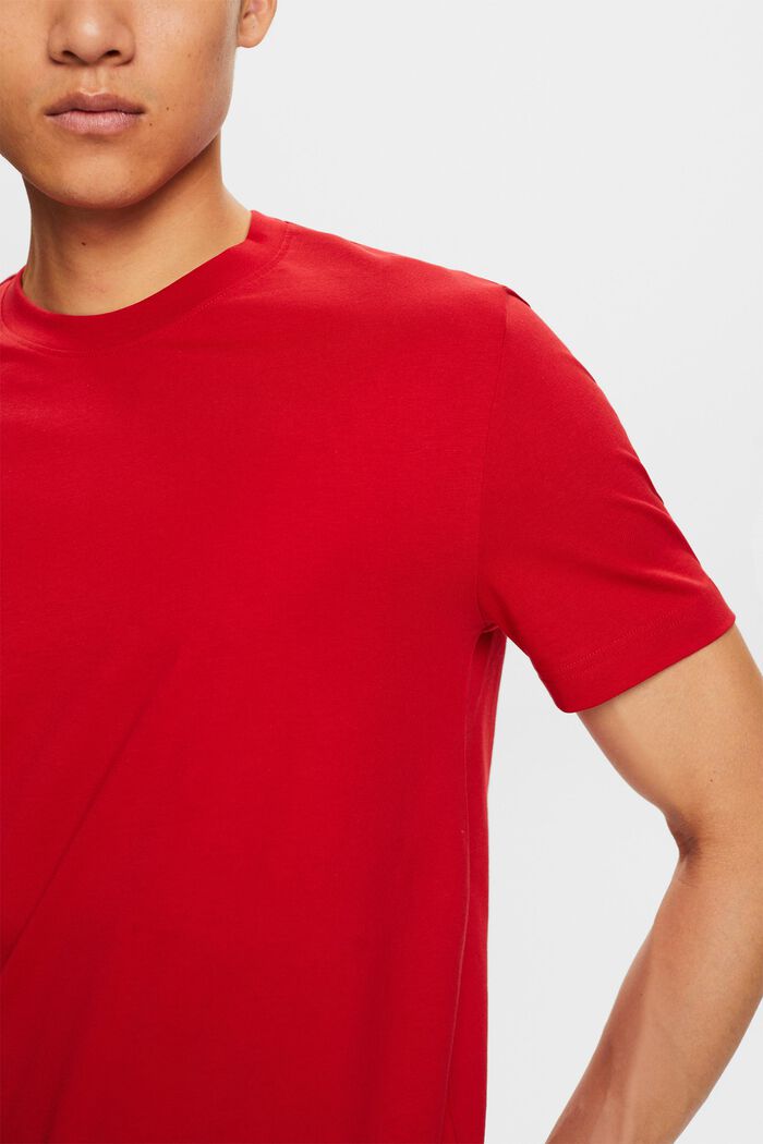 T-shirt i pima-bomuldsjersey med rund hals, DARK RED, detail image number 2