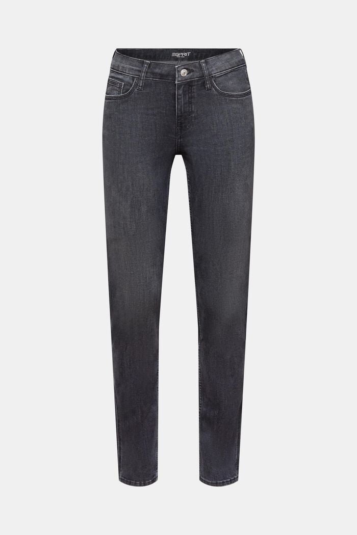 Slim fit-jeans med mellemhøj talje, BLACK MEDIUM WASHED, detail image number 7