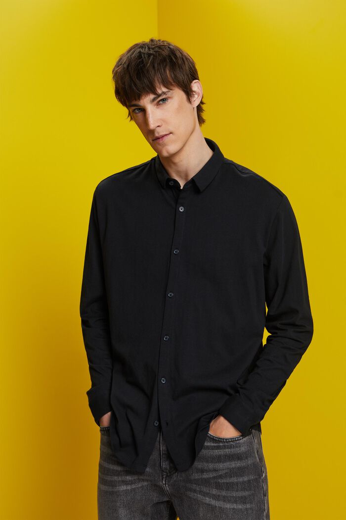 Jerseyskjorte, 100% bomuld, BLACK, detail image number 0