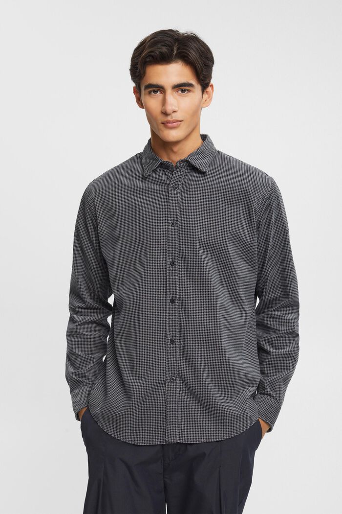 Fløjlsskjorte med hanefjedsmønster, BLACK, detail image number 0