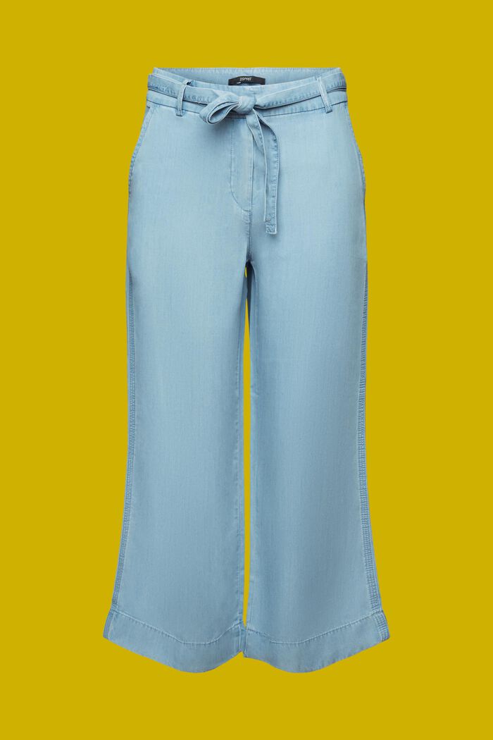 Cropped bukser med vide ben, TENCEL™, BLUE LIGHT WASHED, detail image number 7