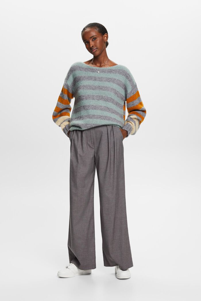 Stribet Sweater i uld-/mohairmiks, MEDIUM GREY, detail image number 4