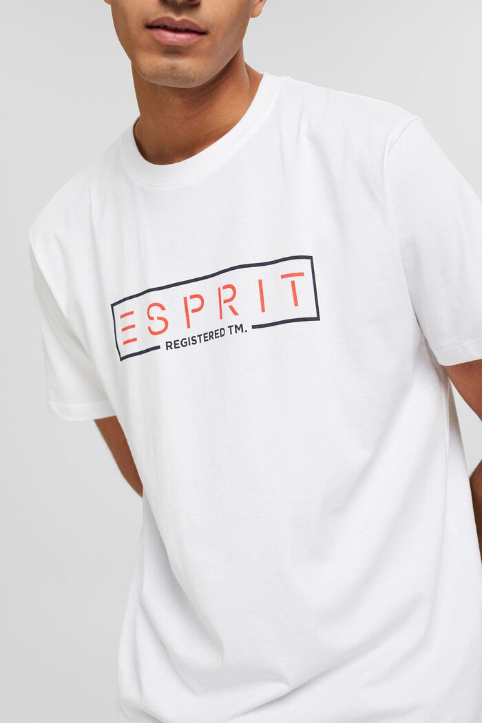 Jersey-T-shirt med logo, 100% bomuld, WHITE, detail image number 2