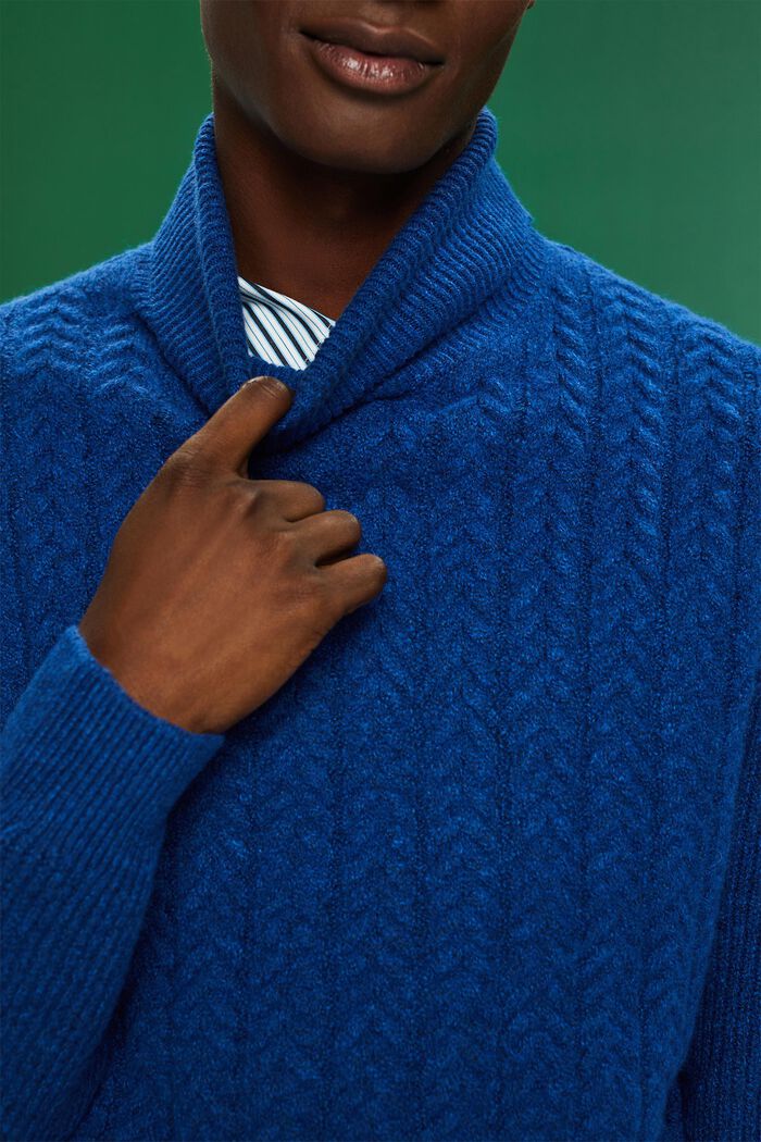 Kabelstrikket rullekravesweater, BRIGHT BLUE, detail image number 2