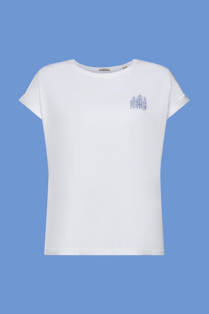 T-shirt med lille print, 100 % bomuld, WHITE, detail image number 6