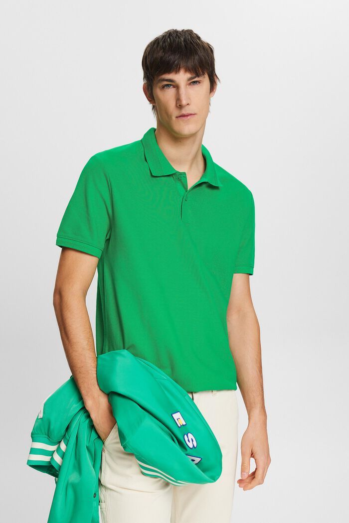 Poloskjorte i pimabomuldspique, GREEN, detail image number 0