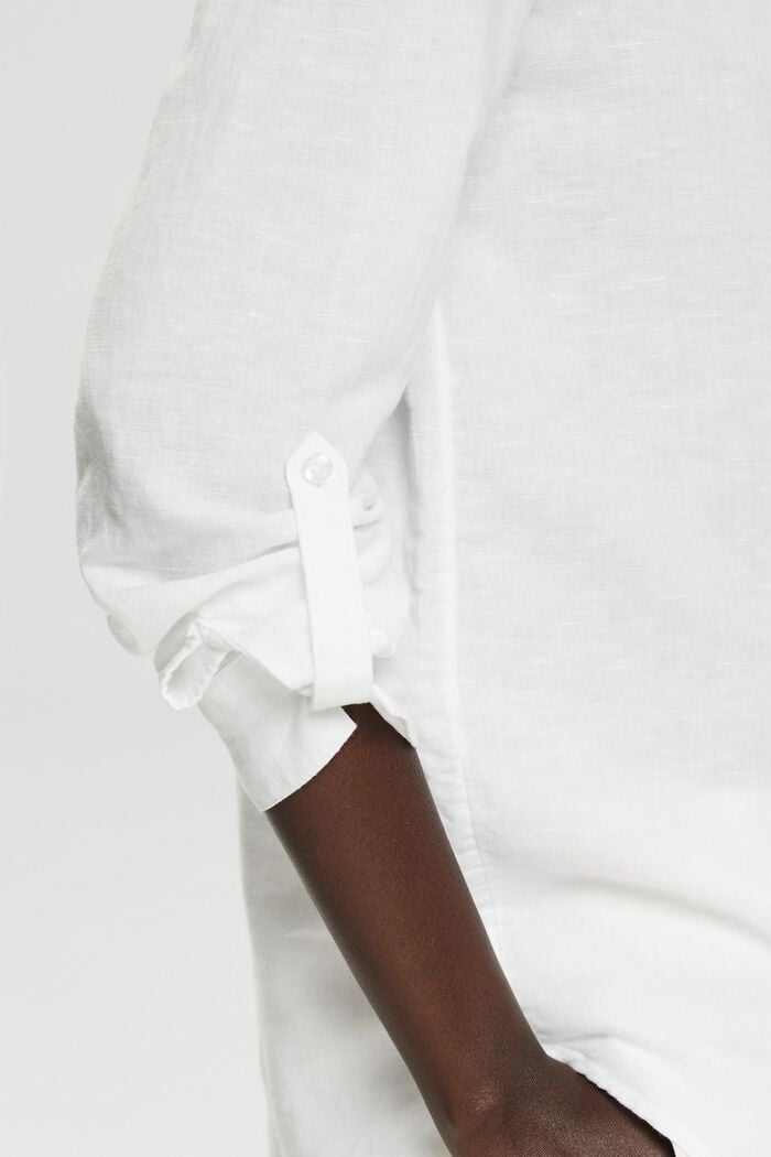 Oversized bluse i hørmiks, WHITE, detail image number 5