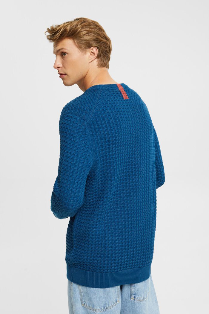 Sweater i strukturstrik, PETROL BLUE, detail image number 4