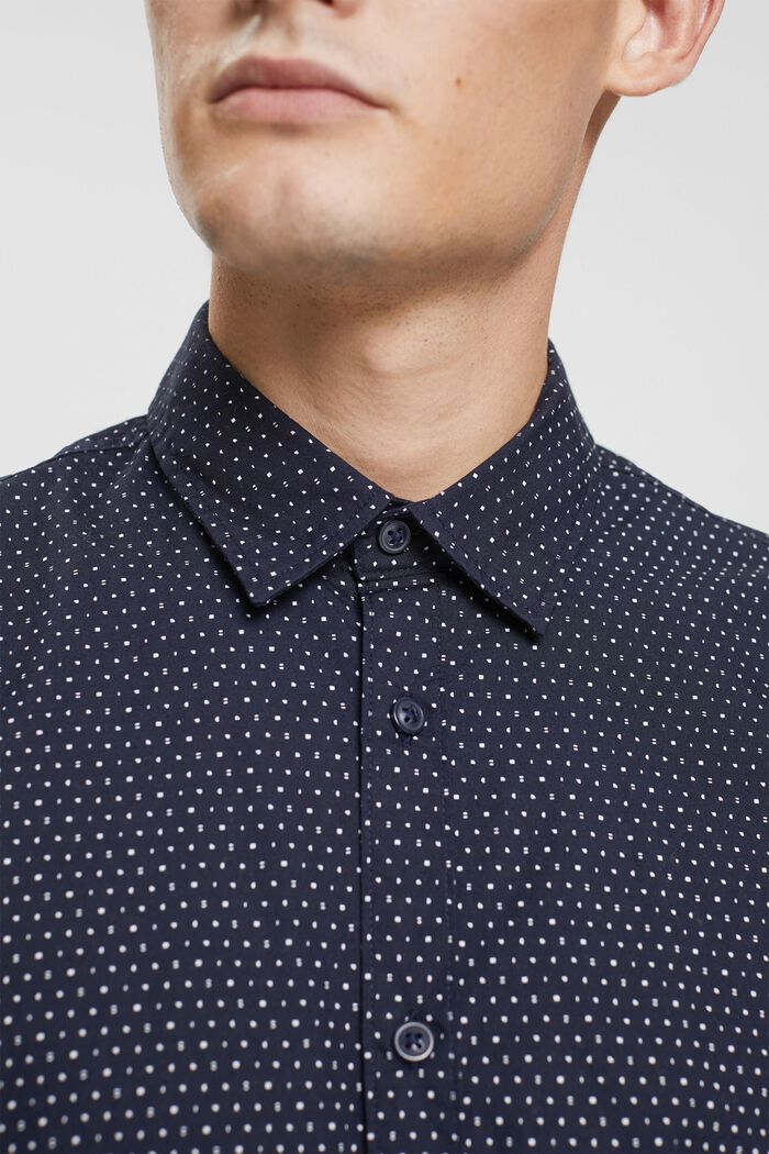 Skjorte med mønster, i bæredygtig bomuld, NAVY, detail image number 2