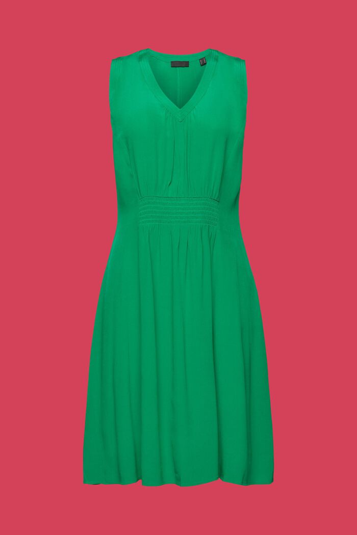 Kjole i A-facon med smock i taljen, GREEN, detail image number 6