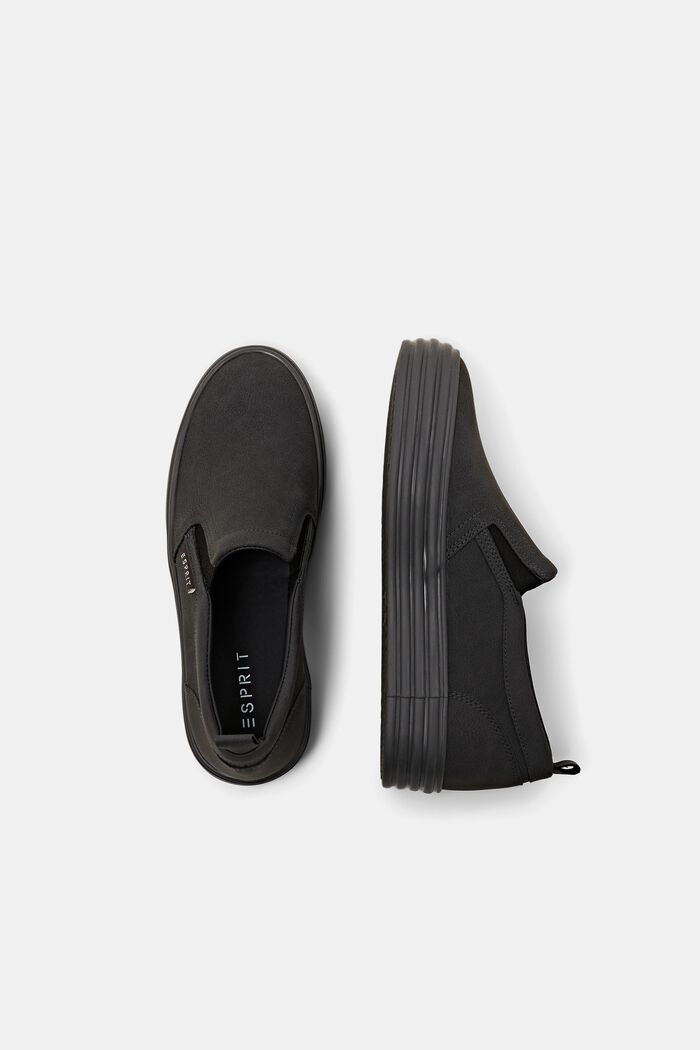 Slip-on sneakers i imiteret læder med platformsål, BLACK, detail image number 5