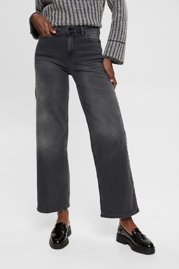 Jeans med høj talje og vide ben, BLACK MEDIUM WASHED, detail image number 0
