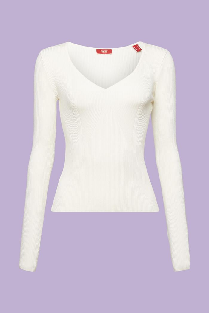 Sweater i ribstrik med V-hals, ICE, detail image number 7