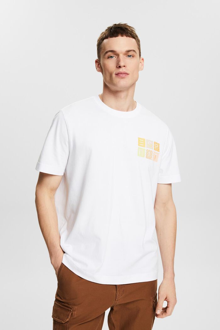 T-shirt i bomuldsjersey med logo, WHITE, detail image number 0