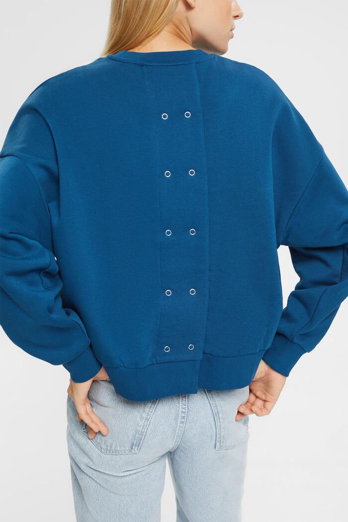 Sweatshirt med knapstolpe på ryggen, PETROL BLUE, detail image number 0