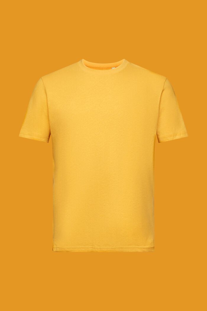 T-shirt med rund hals, hør-/bomuldsmiks, SUNFLOWER YELLOW, detail image number 6
