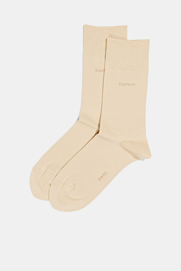 Pakke med 2 par sokker med blød kant, økologisk bomuldsblanding, CREAM, detail image number 2