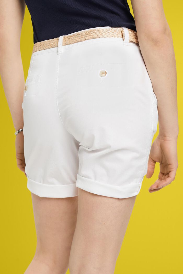 Shorts med fletbælte i raffiabast, WHITE, detail image number 2