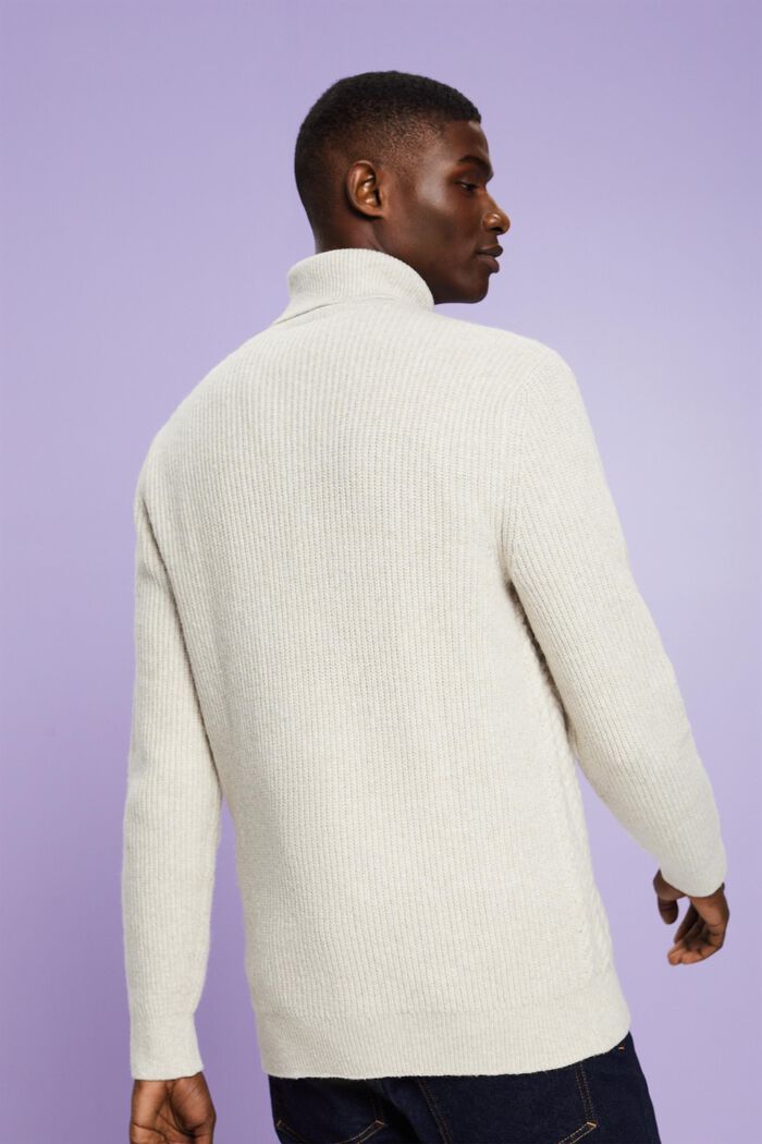 Kabelstrikket rullekravesweater, OFF WHITE, detail image number 2