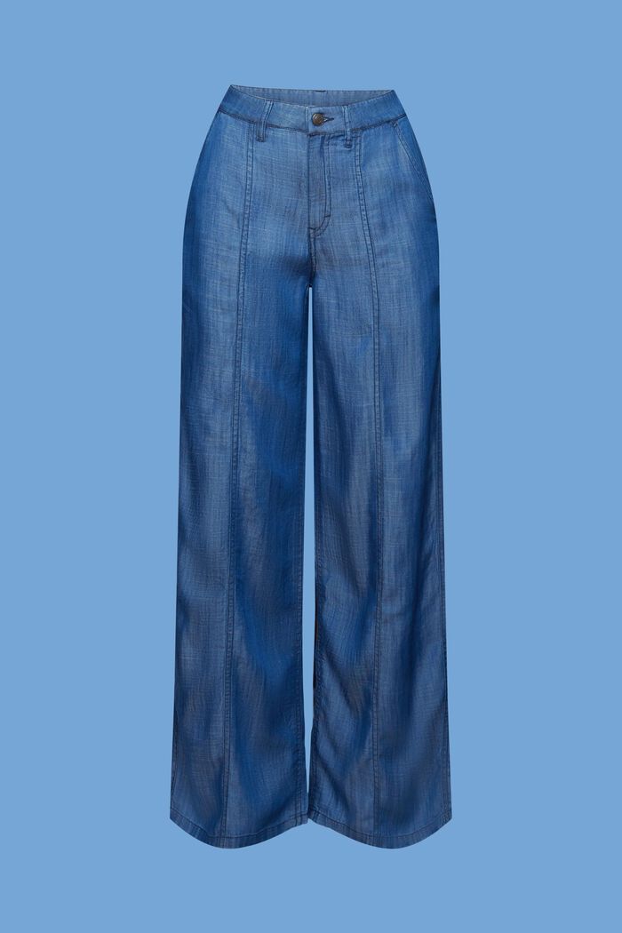 Bukser med høj talje og vide ben, BLUE MEDIUM WASHED, detail image number 7