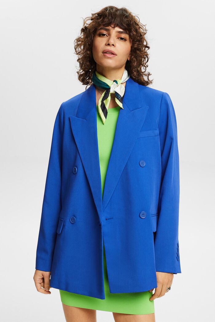 Dobbeltradet blazer, BRIGHT BLUE, detail image number 4