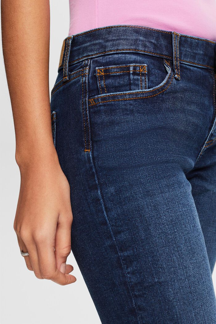 Slim jeans med mellemhøj talje, BLUE DARK WASHED, detail image number 4