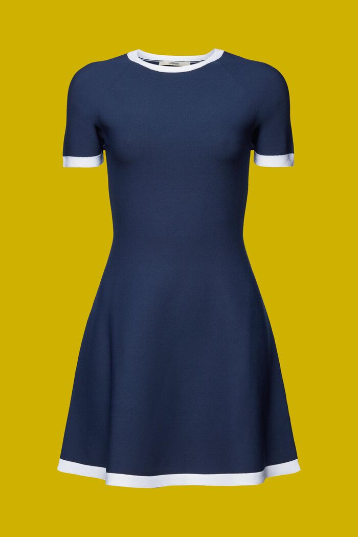 Strikket kjole med korte ærmer, NAVY, detail image number 5