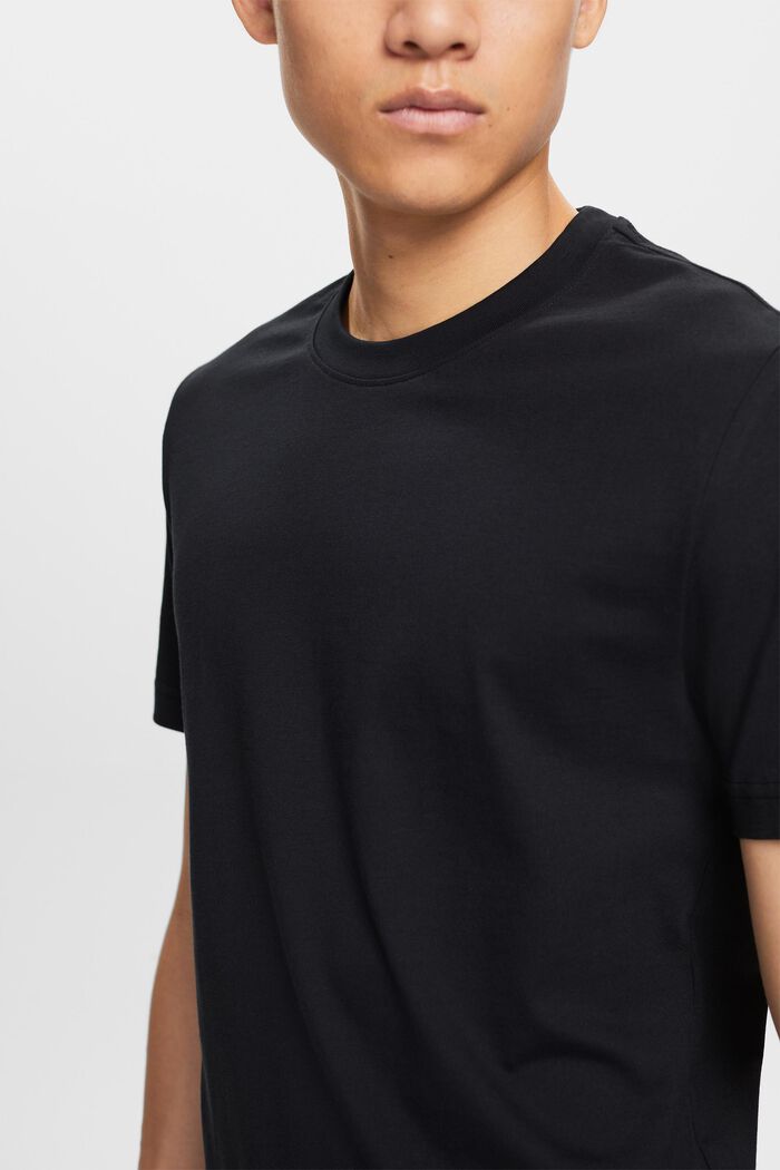 T-shirt i pima-bomuldsjersey med rund hals, BLACK, detail image number 2