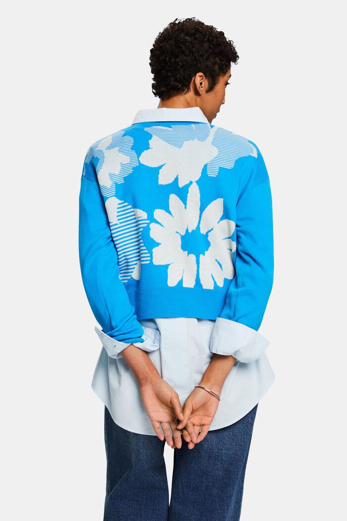 Jacquard-sweatshirt i bomuld, BLUE, detail image number 2