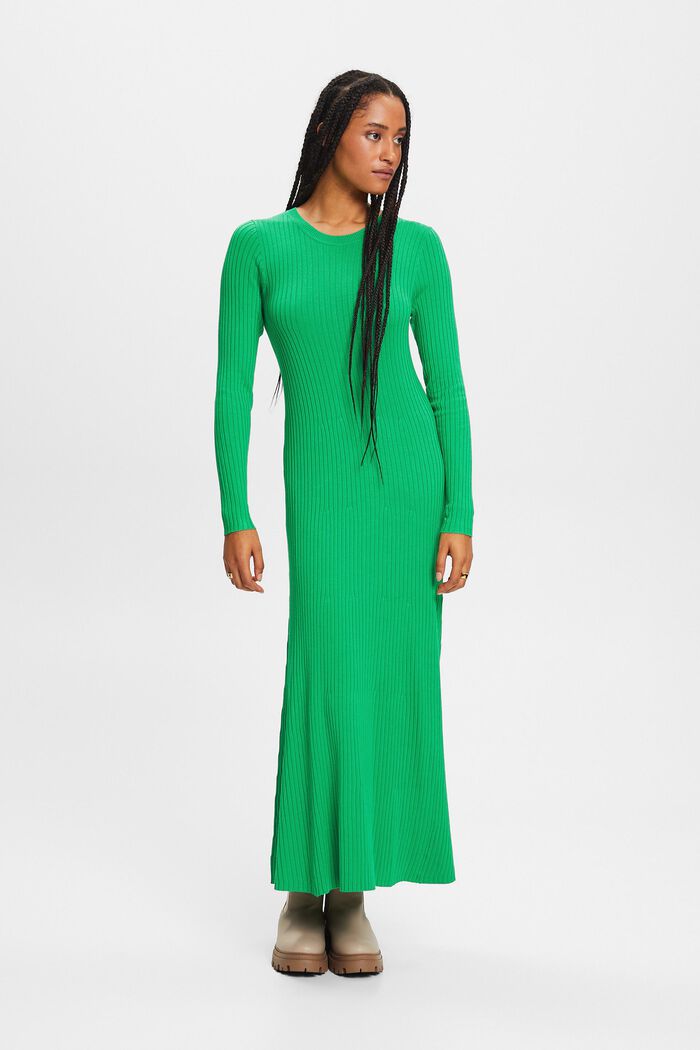 Maxi-kjole i ribstrik, GREEN, detail image number 0