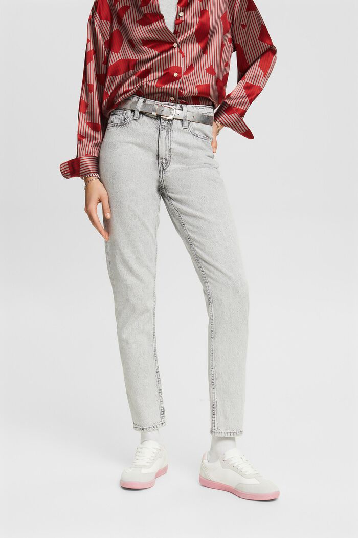 Klassiske retro-jeans med høj talje, GREY LIGHT WASHED, detail image number 0