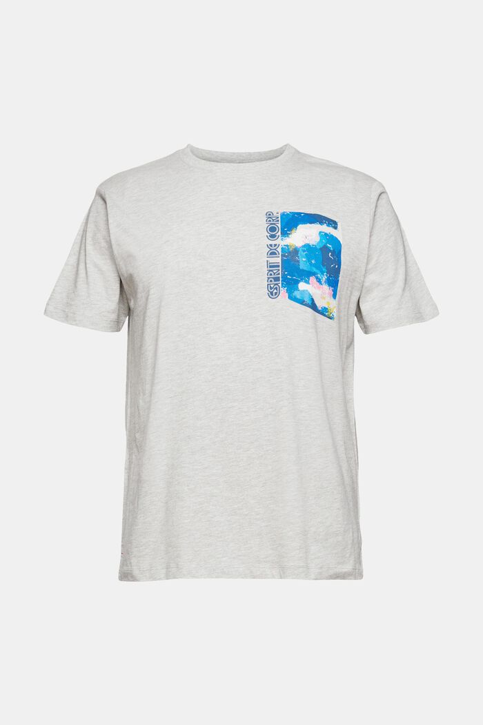 Jersey-T-shirt med print, LIGHT GREY, overview