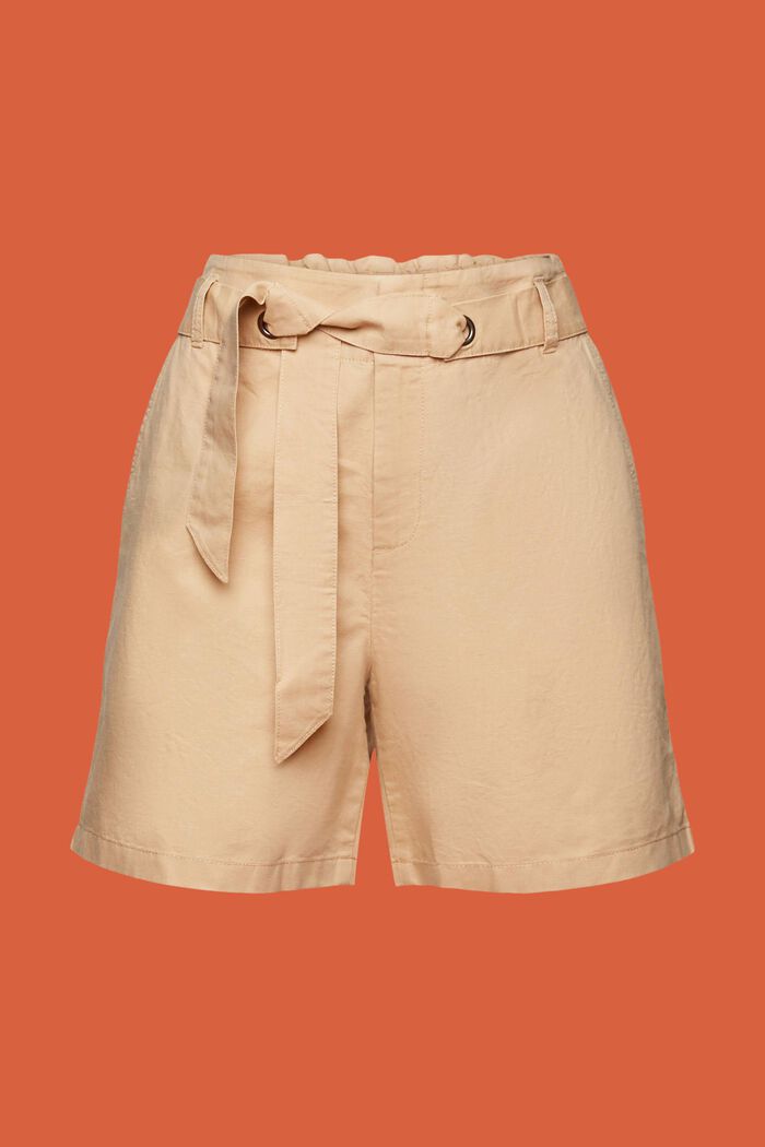 Shorts med bindebælte, hør-/bomuldsmiks, SAND, detail image number 6