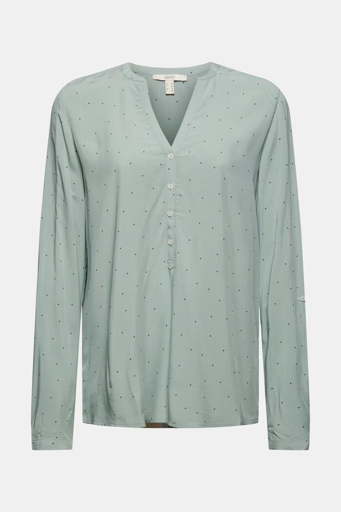 Henley-bluse i LENZING™ ECOVERO™, DUSTY GREEN, detail image number 0