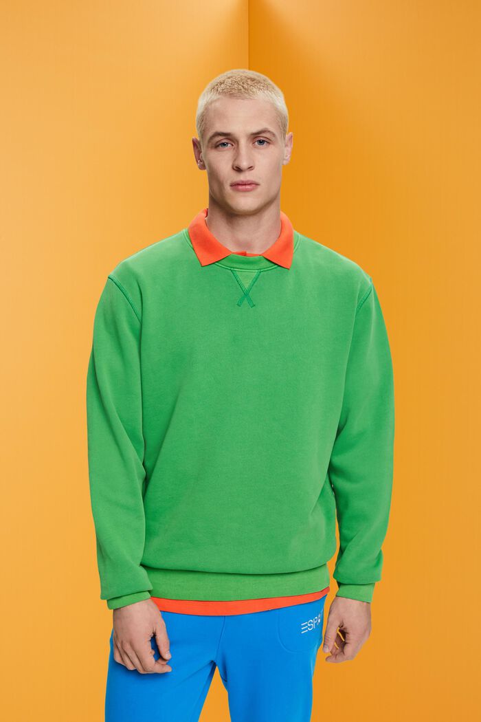 Ensfarvet sweatshirt i regular fit, GREEN, detail image number 0