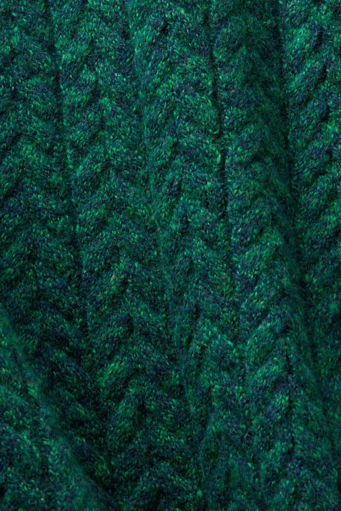 Meleret kabelstrikket sweater med rund hals, GREEN, detail image number 5