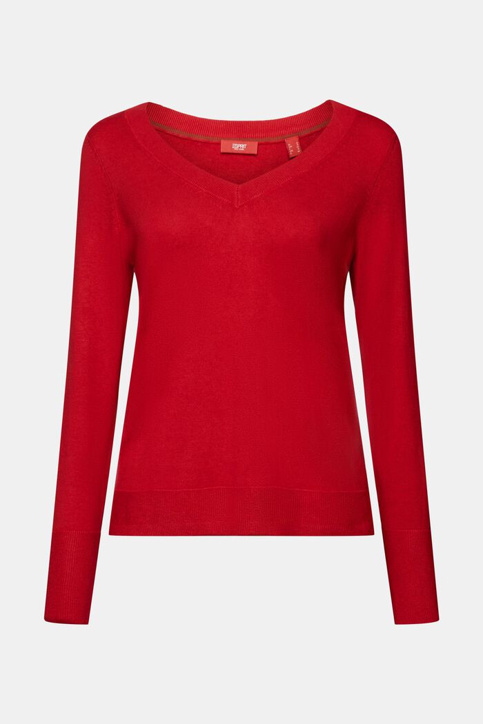 Sweater med V-hals, DARK RED, detail image number 6