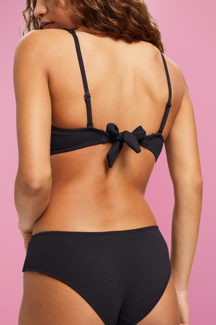 Tekstureret polstret bikinitop i croptop-stil, BLACK, detail image number 3
