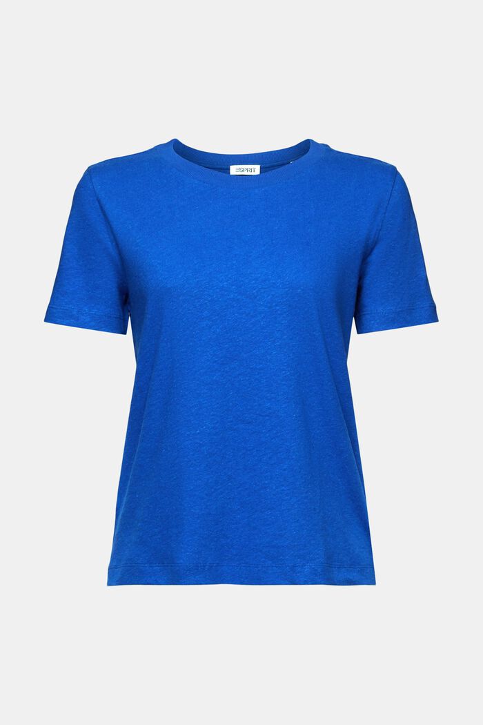 T-shirt i bomuld og hør, BRIGHT BLUE, detail image number 6