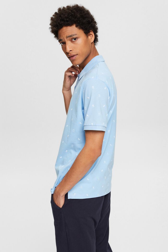 Jersey-poloskjorte med print, LIGHT BLUE, detail image number 4