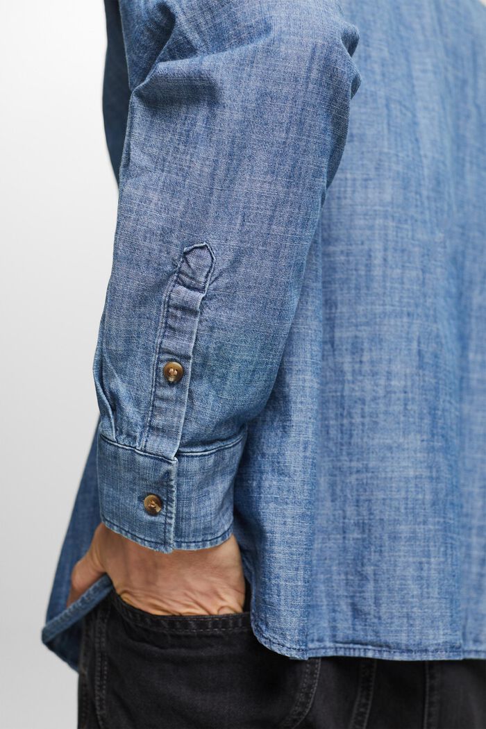 Button down-skjorte i chambray, BLUE MEDIUM WASHED, detail image number 3