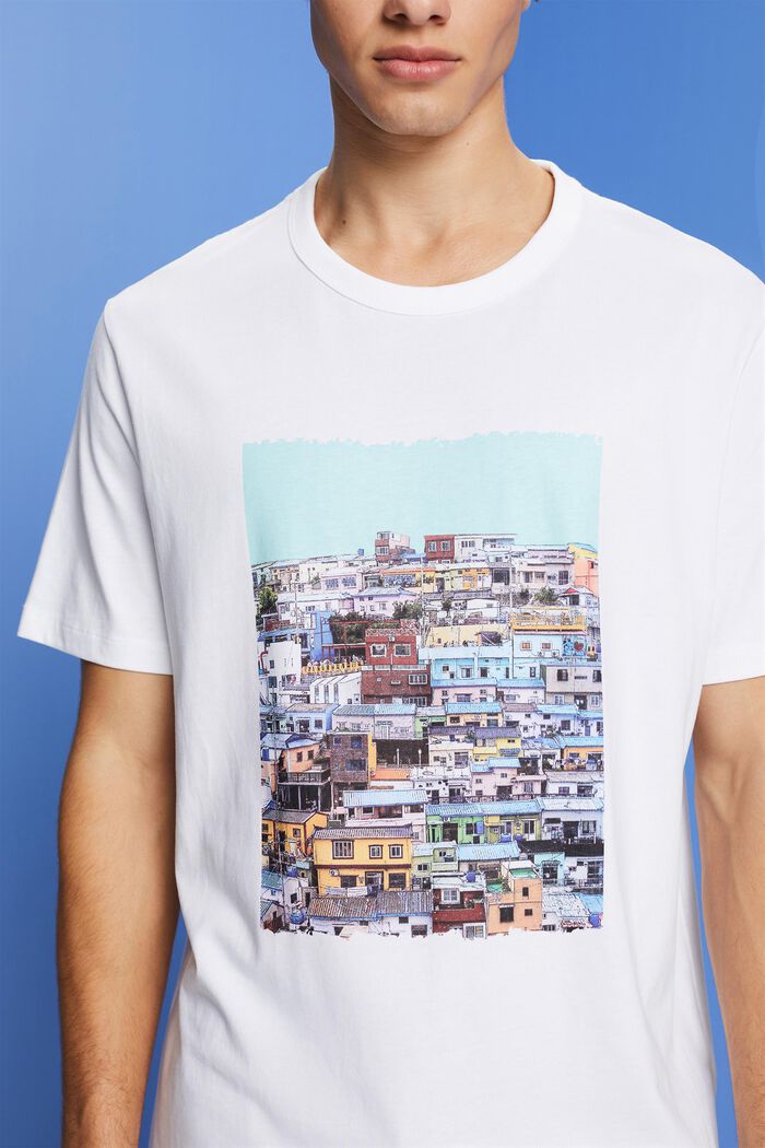 Jersey-T-shirt med print, 100 % bomuld, WHITE, detail image number 2