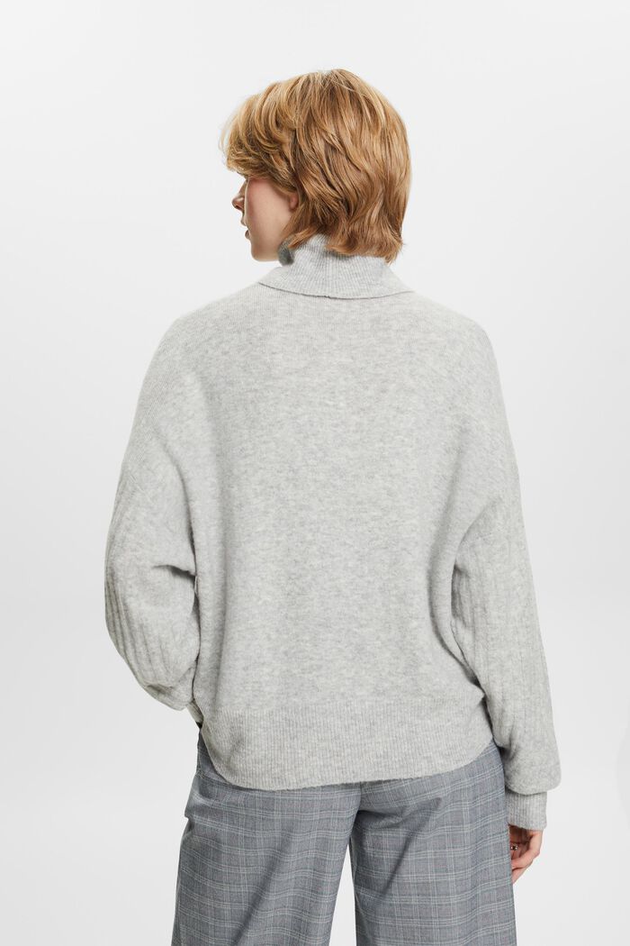 Rullekravesweater i uldmiks, LIGHT GREY, detail image number 3