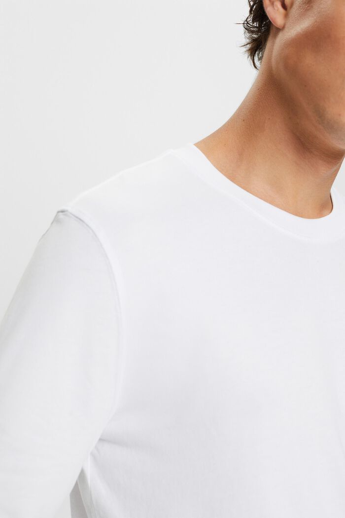 Langærmet T-shirt med rund hals, WHITE, detail image number 1