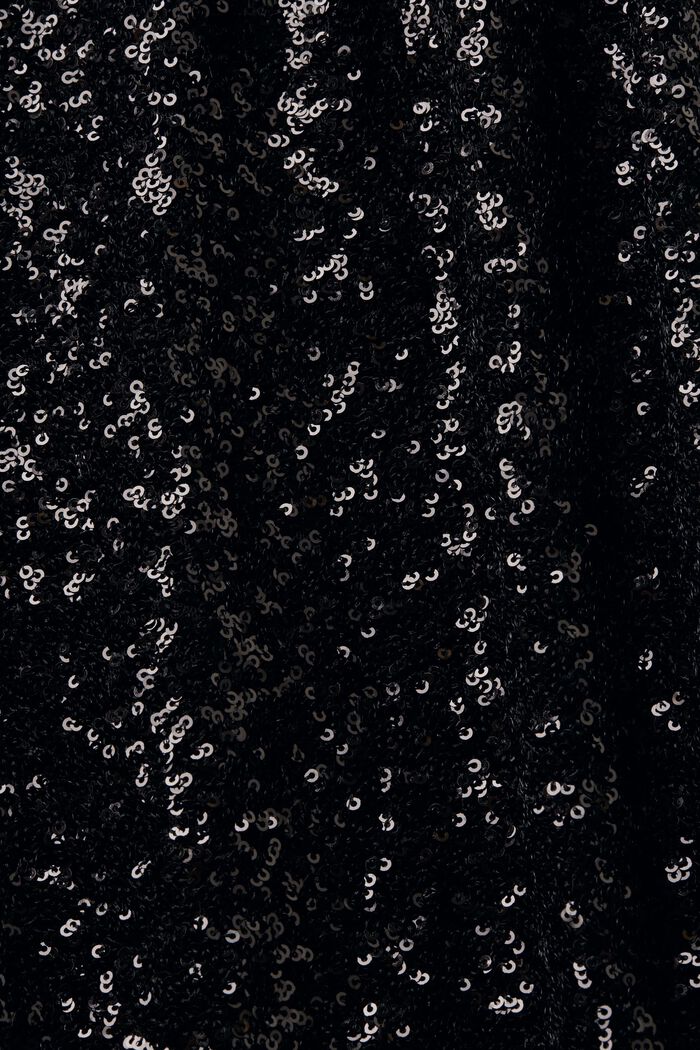 Ærmeløs minikjole med halterneck og pailletter, BLACK, detail image number 6
