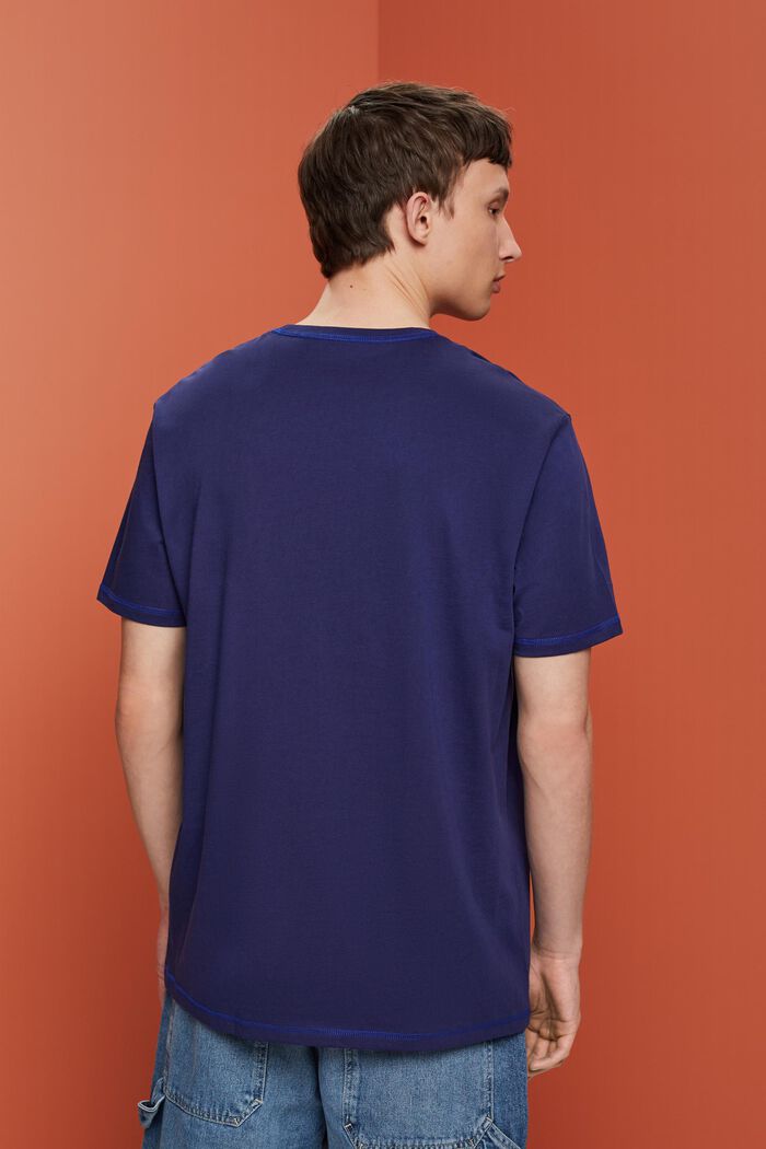 Jersey-T-shirt med kontrastsøm, DARK BLUE, detail image number 3