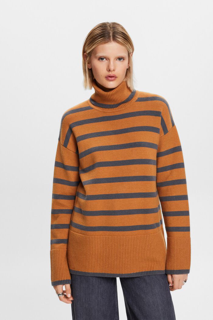 Sweater med rullekrave, CARAMEL, detail image number 2