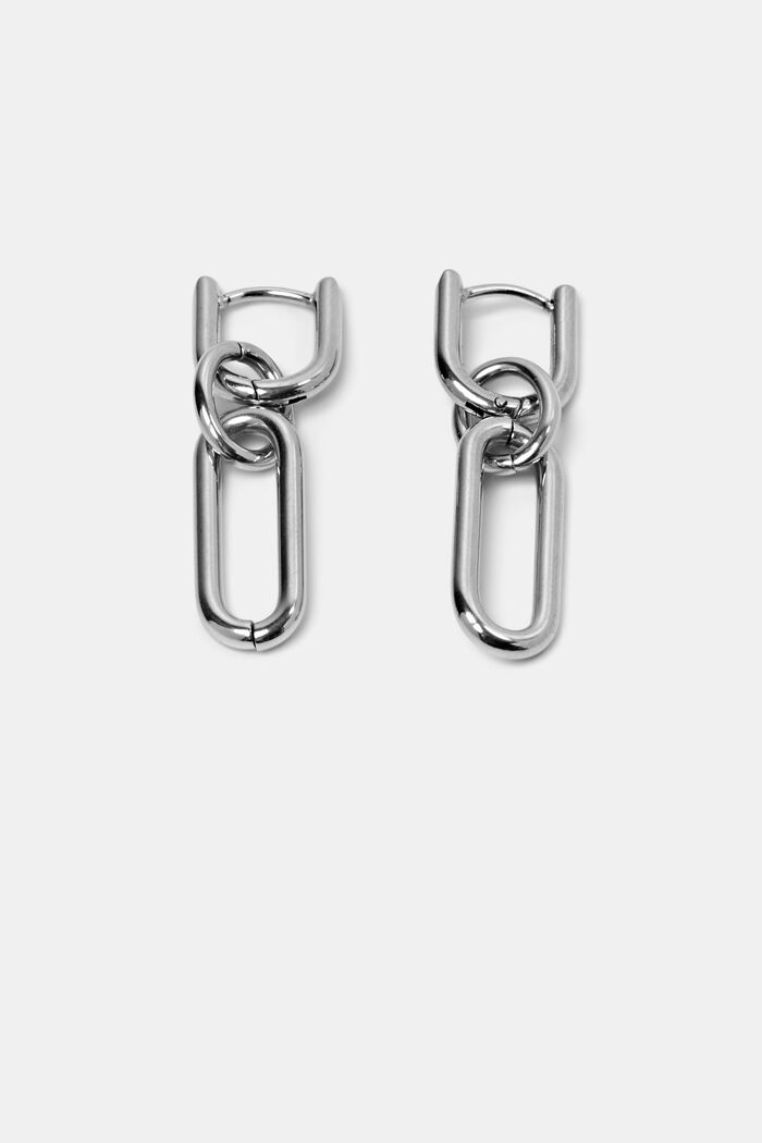 Link-øreringe, rustfrit stål, SILVER, detail image number 0